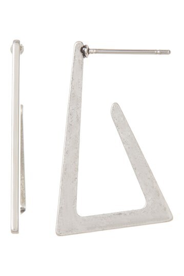 Nordstrom Melrose and Market Flat Cutout Triangle Earrings Antqiue Silver NWT 45