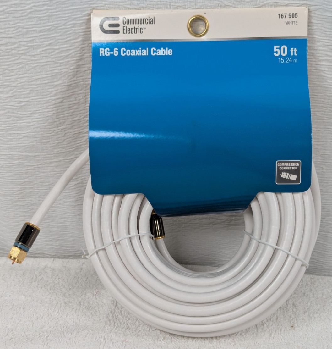 Commercial Electric - 50 ft - RG-6 Coaxial Cable - White