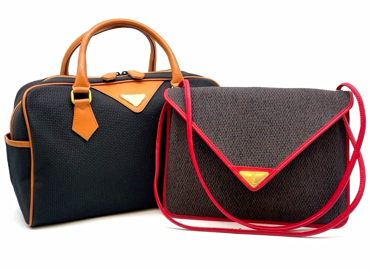 Auth Vintage YSL Yves Saint Laurent 2-Pcs Set: Boston Bag & Envelope Bag w/ COA