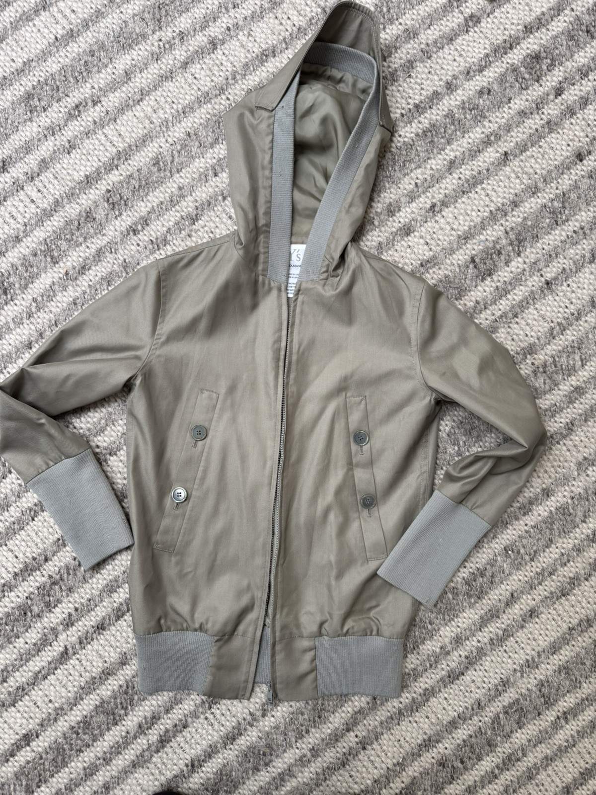 Y’s Yohji Yamamoto silk and wool hooded Jacket Beige Japan Sz 3 Small 