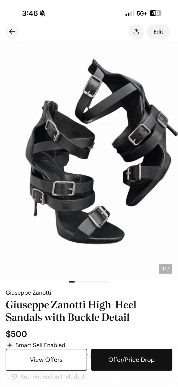 Giuseppe Zanotti Women’s Black Leather Strappy Buckle Stiletto Open Toe 10