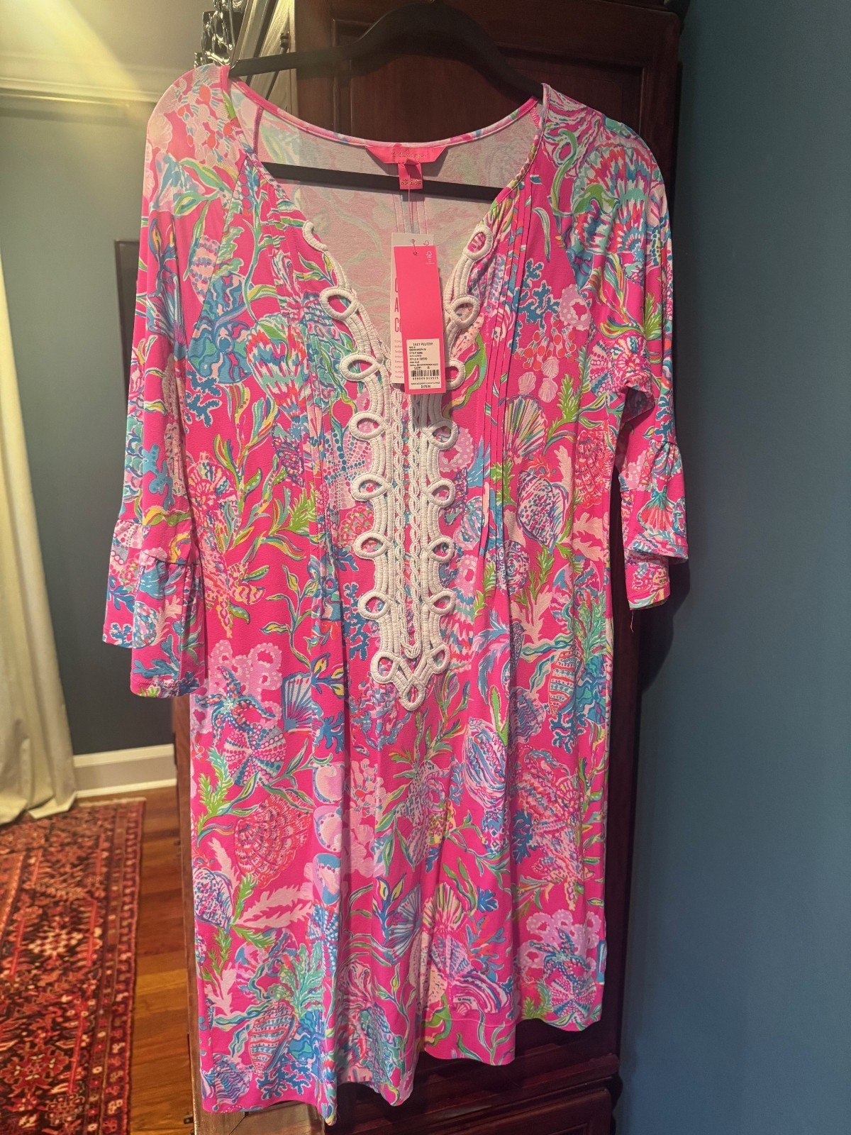 Lilly Pulitzer Krysta Tunic Dress Pink Tropical Print Rayon XL New With Tags Lilly Pulitzer Krysta Tunic Dress Pink Tropical Print Rayon XL New With Tags