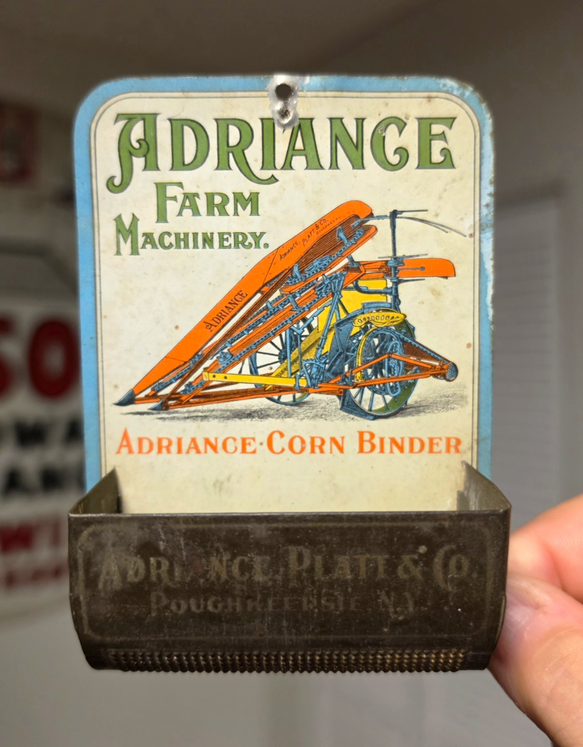 Antique Adriance, Platt & Co. 1895 Agriculture Match Safe - Farm, Tin Litho Antique Adriance, Platt & Co. 1895 Agriculture Match Safe - Farm, Tin Litho