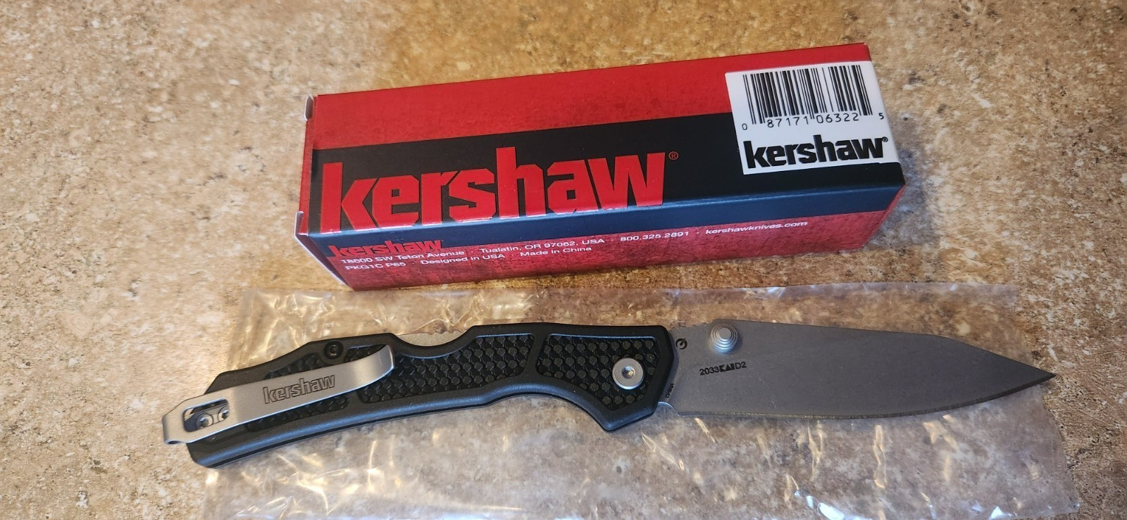 KERSHAW KAI CARGO 2033 D2 Tool Steel Plain Blade 3.25\ KERSHAW KAI CARGO 2033 D2 Tool Steel Plain Blade 3.25\