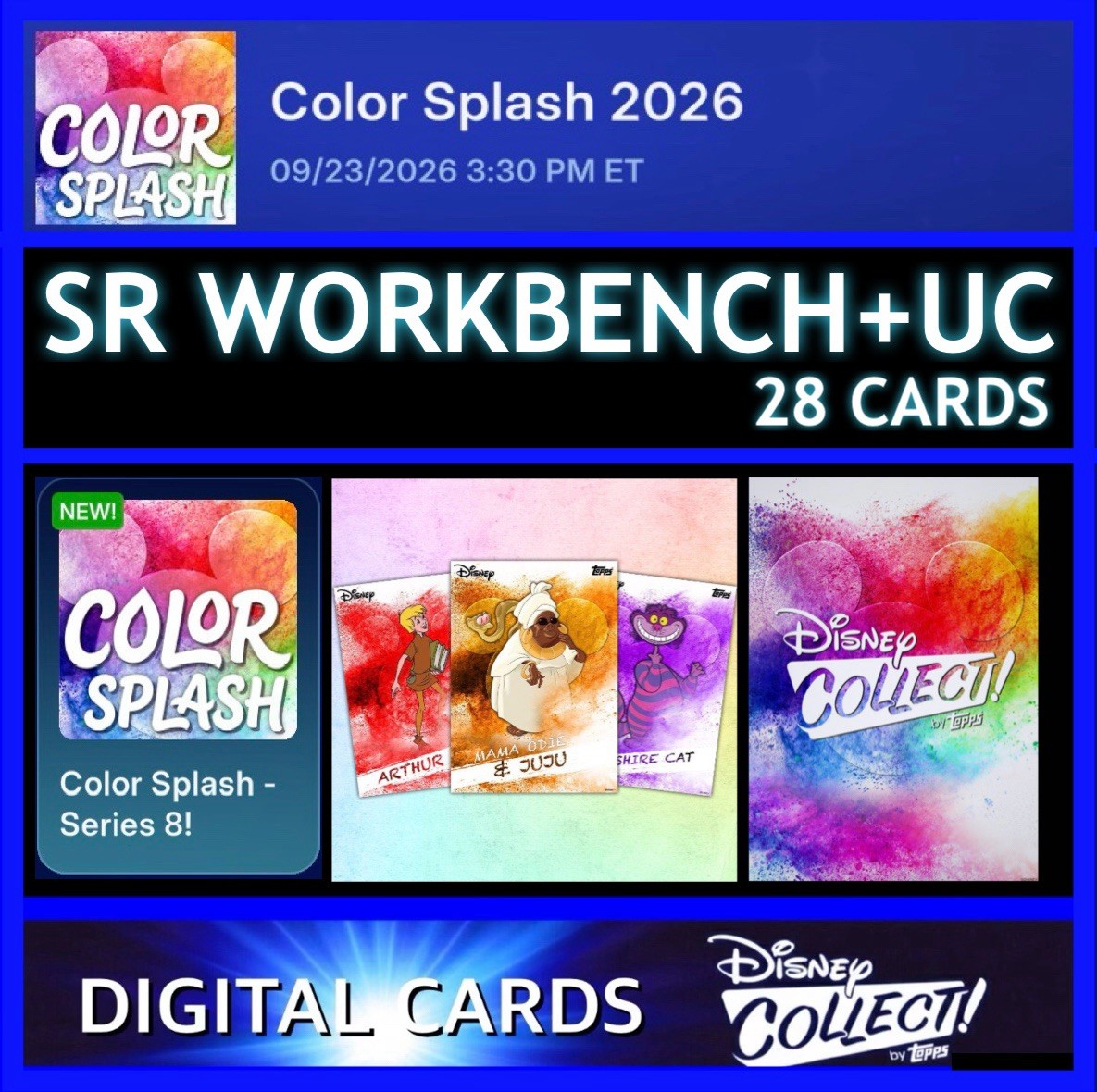 SERIES 8 COLOR SPLASH 2026 SR CRAFT+UC 28 CARD SET-TOPPS DISNEY COLLECT
