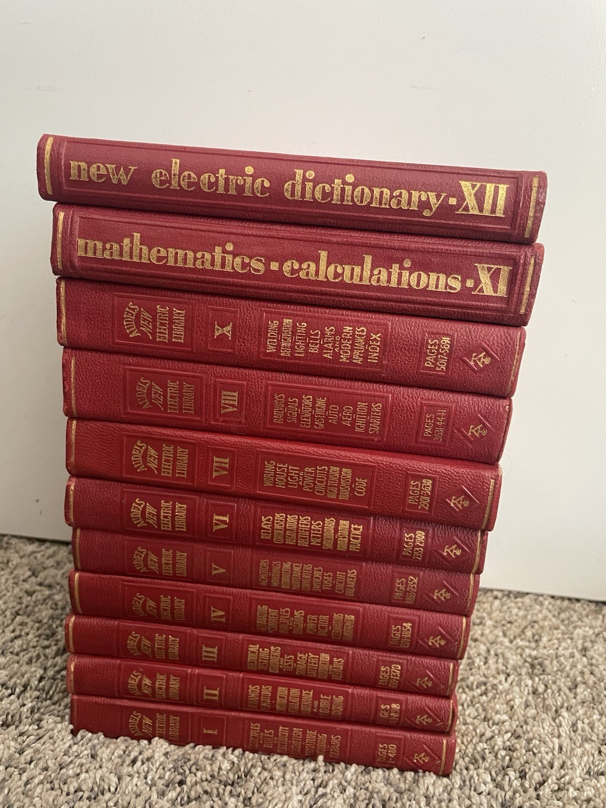 Vintage 1941-1942 Audel's New Electric Library Volumes 1-8, 10-12 Red Soft Cover Vintage 1941-1942 Audel's New Electric Library Volumes 1-8, 10-12 Red Soft Cover