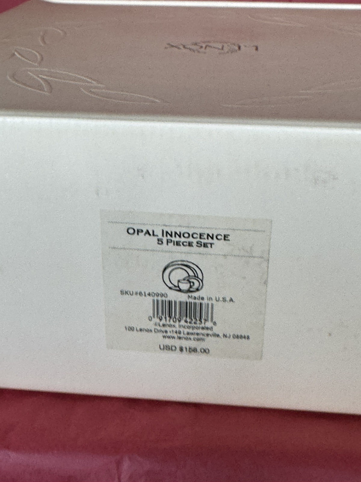NIB LENOX CLASSICS COLLECTION “OPAL INNOCENCE” 5 PIECE PLACE SETTING NIB LENOX CLASSICS COLLECTION “OPAL INNOCENCE” 5 PIECE PLACE SETTING