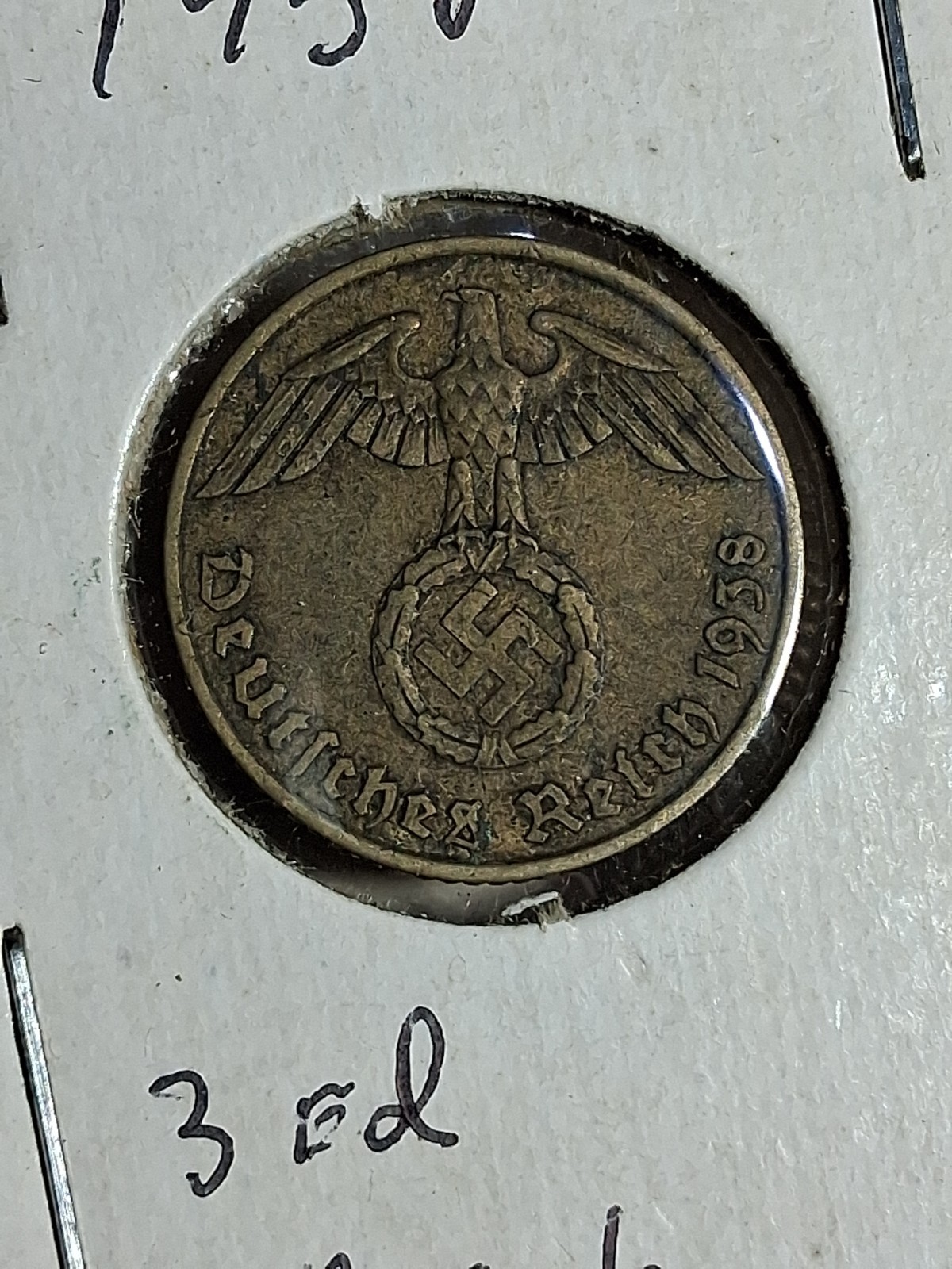 1938 A Germany 5 Pfennig Nazi WWII circulated Item S25C