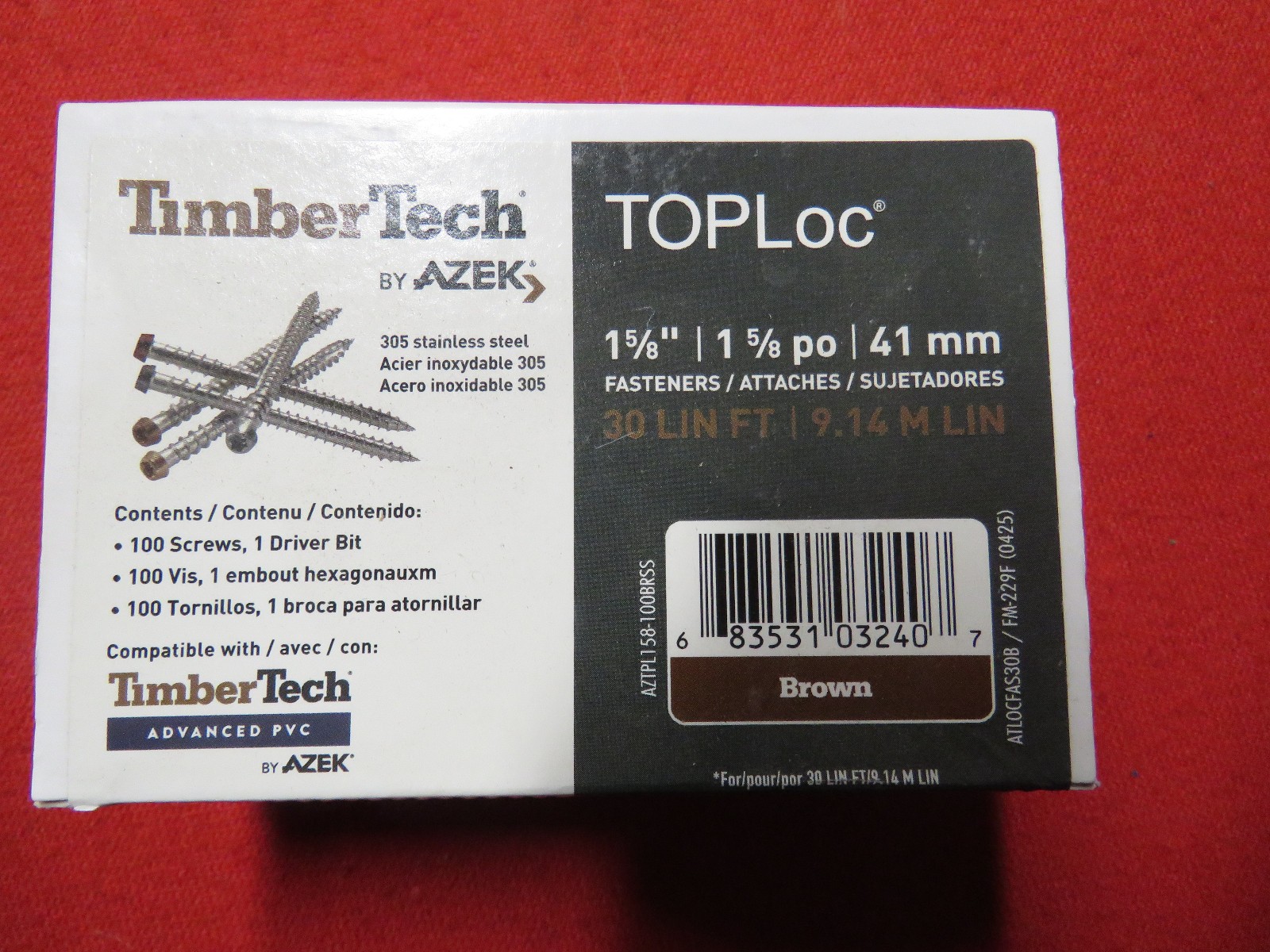 100x AZEK Composite Deck Screws TOPLoc TimberTech 1-5/8\