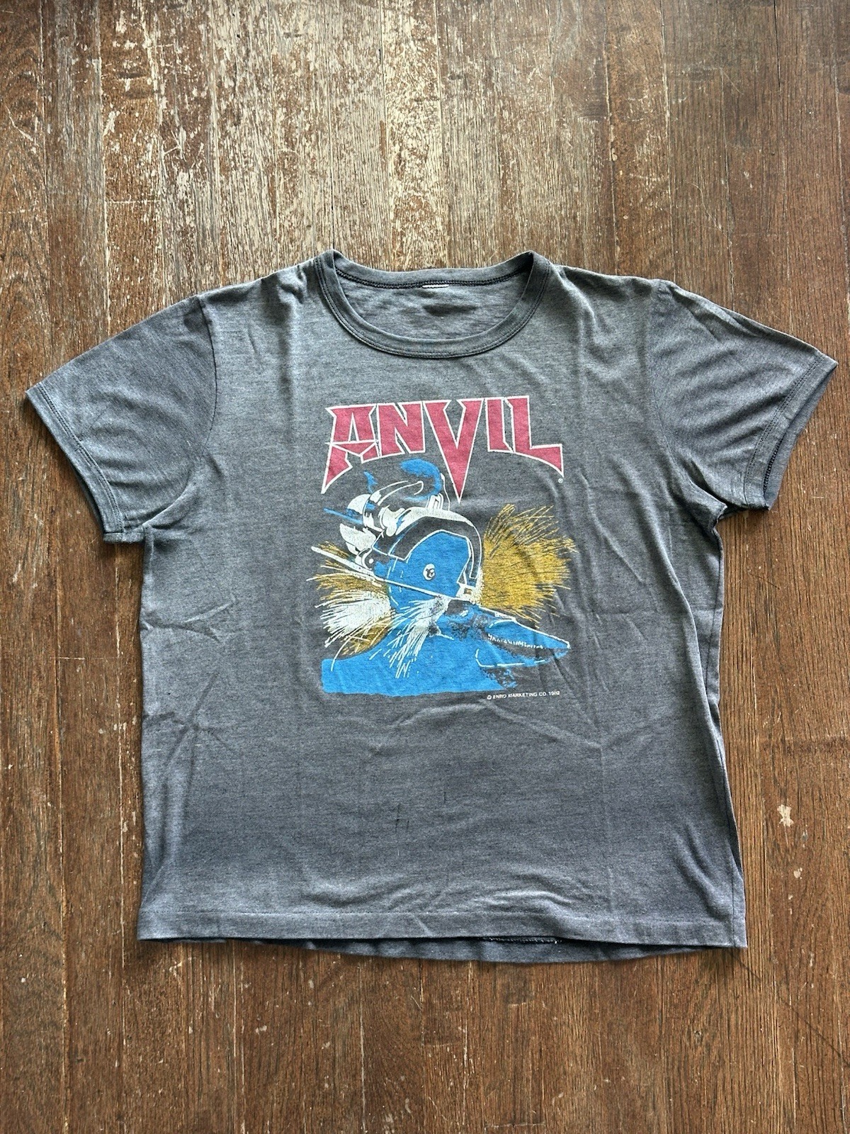 Vintage 1982 Anvil Metal On Metal Band Tee Original Rare Size Large Faded Black Vintage 1982 Anvil Metal On Metal Band Tee Original Rare Size Large Faded Black