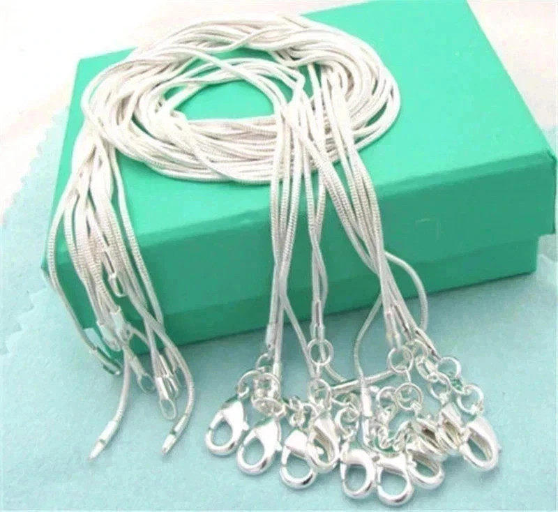 10PCS wholesale 925 sterling solid silver 1MM 16-30inch snake chain necklace