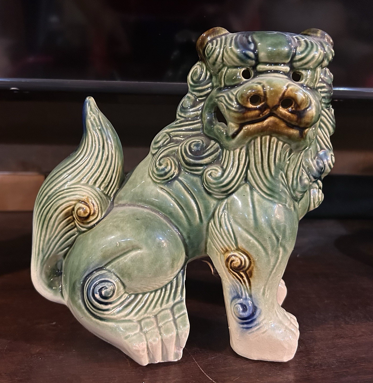 Vtg LARGE Okinawa Shisa Guardian Lion Pair Foo Dog Japanese Pottery HAS A CRACK Vtg LARGE Okinawa Shisa Guardian Lion Pair Foo Dog Japanese Pottery HAS A CRACK