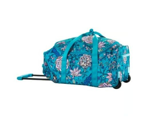 NWT Vera Bradley Peacock Garden Lighten Up Wheeled Carry On Suitcase Luggage