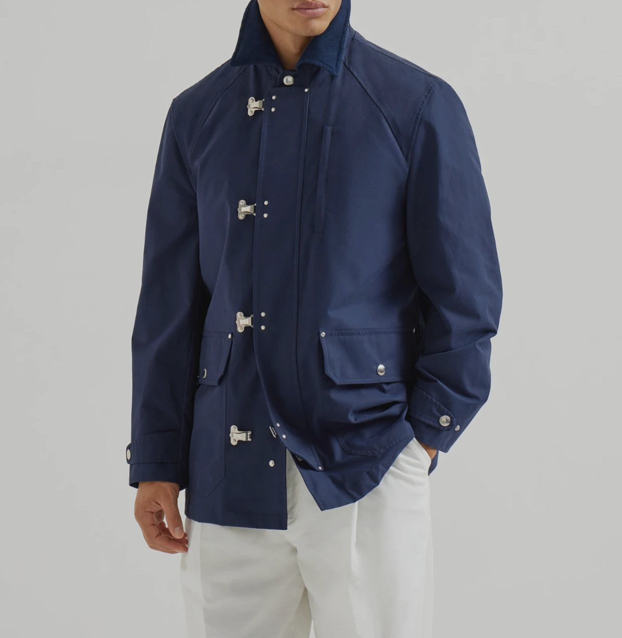 NWT $4800 Brunello Cucinelli Men\'s Water Repellent Jacket W/Logo Accents 48 A268