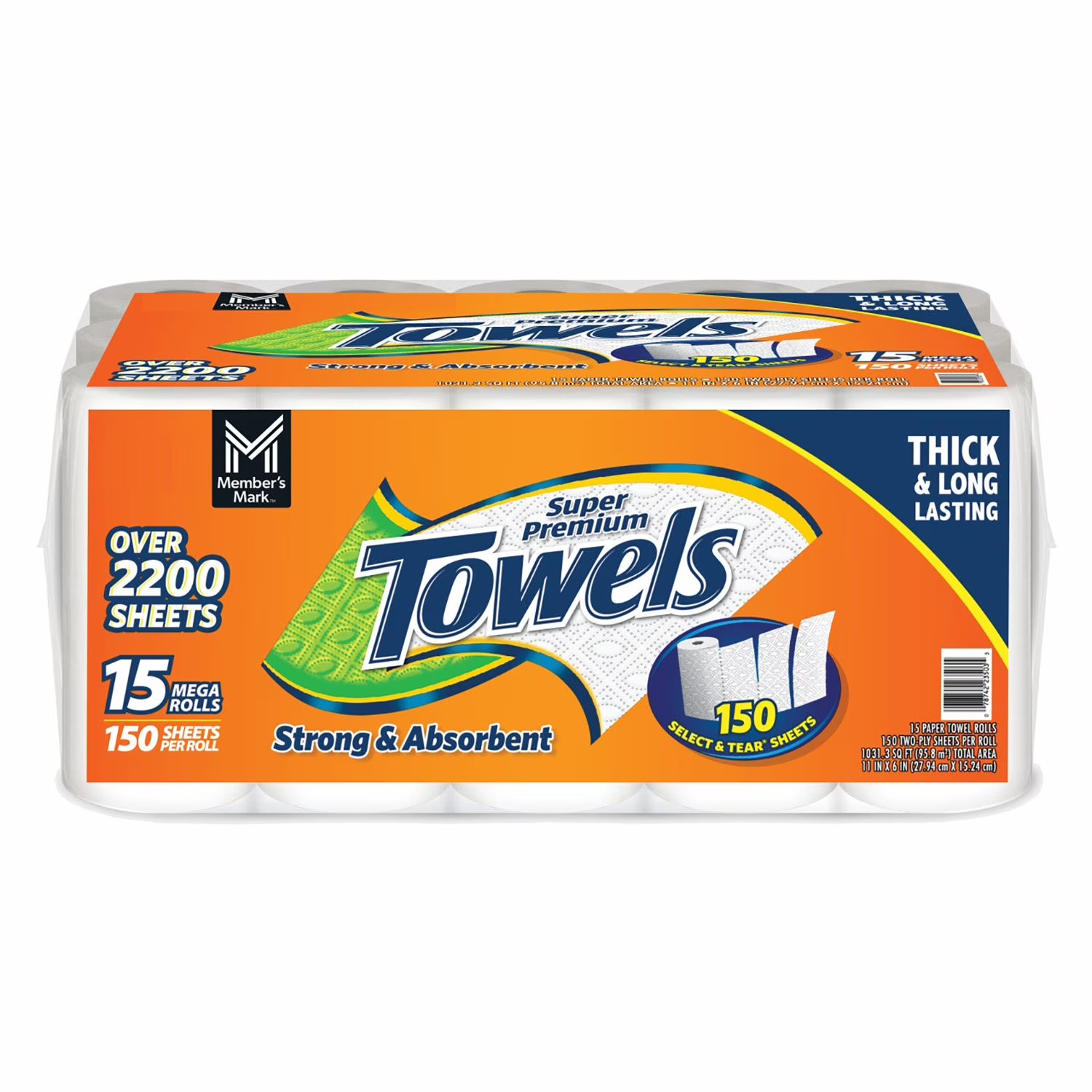 Member\'s Mark Select & Tear Paper Towels 15 Mega Rolls 2-Ply 150 Sheets