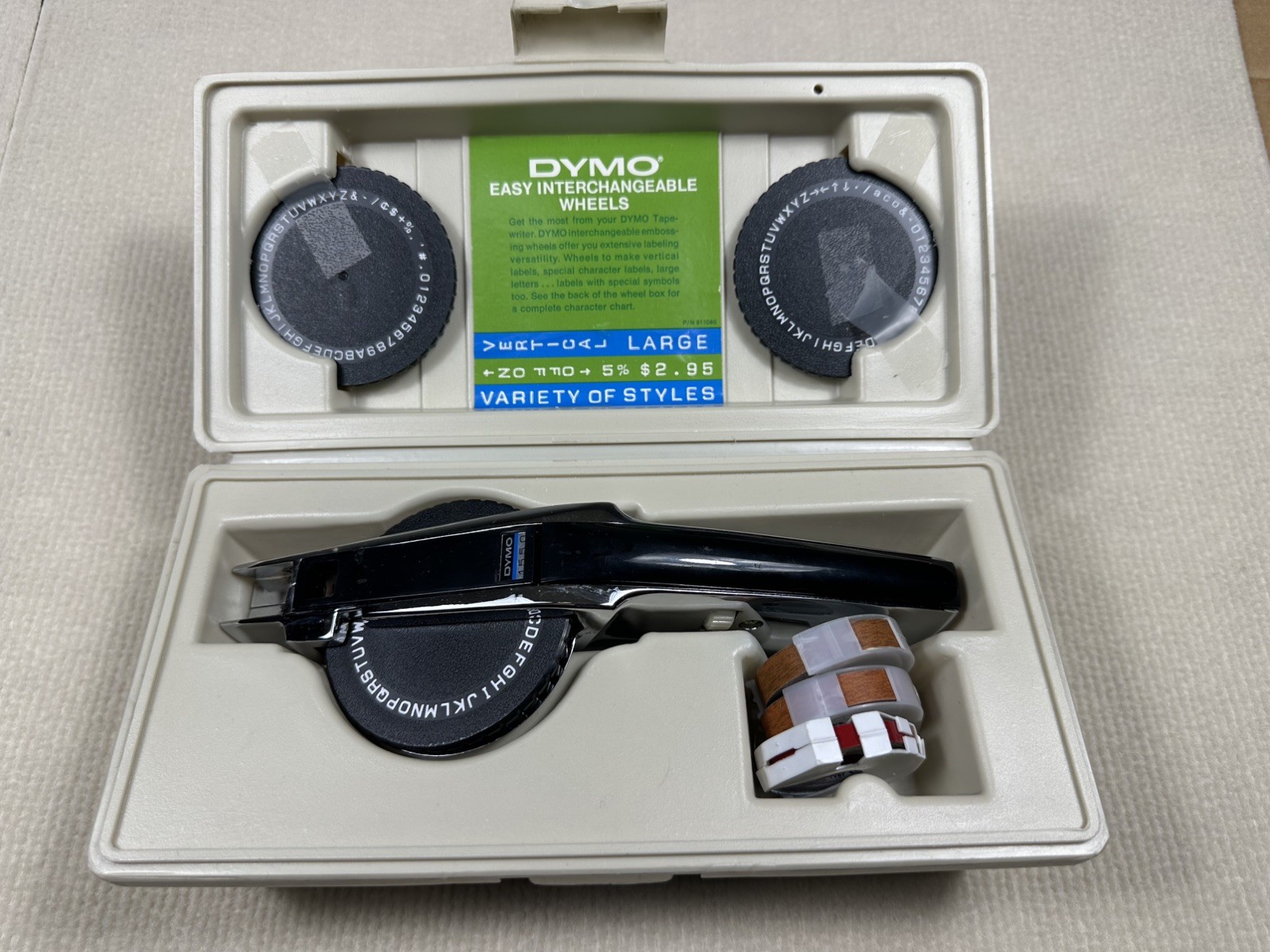 Vintage 1980s Dymo 1550 Chrome Tapewriter Kit Label Maker In Case Bundle Tested