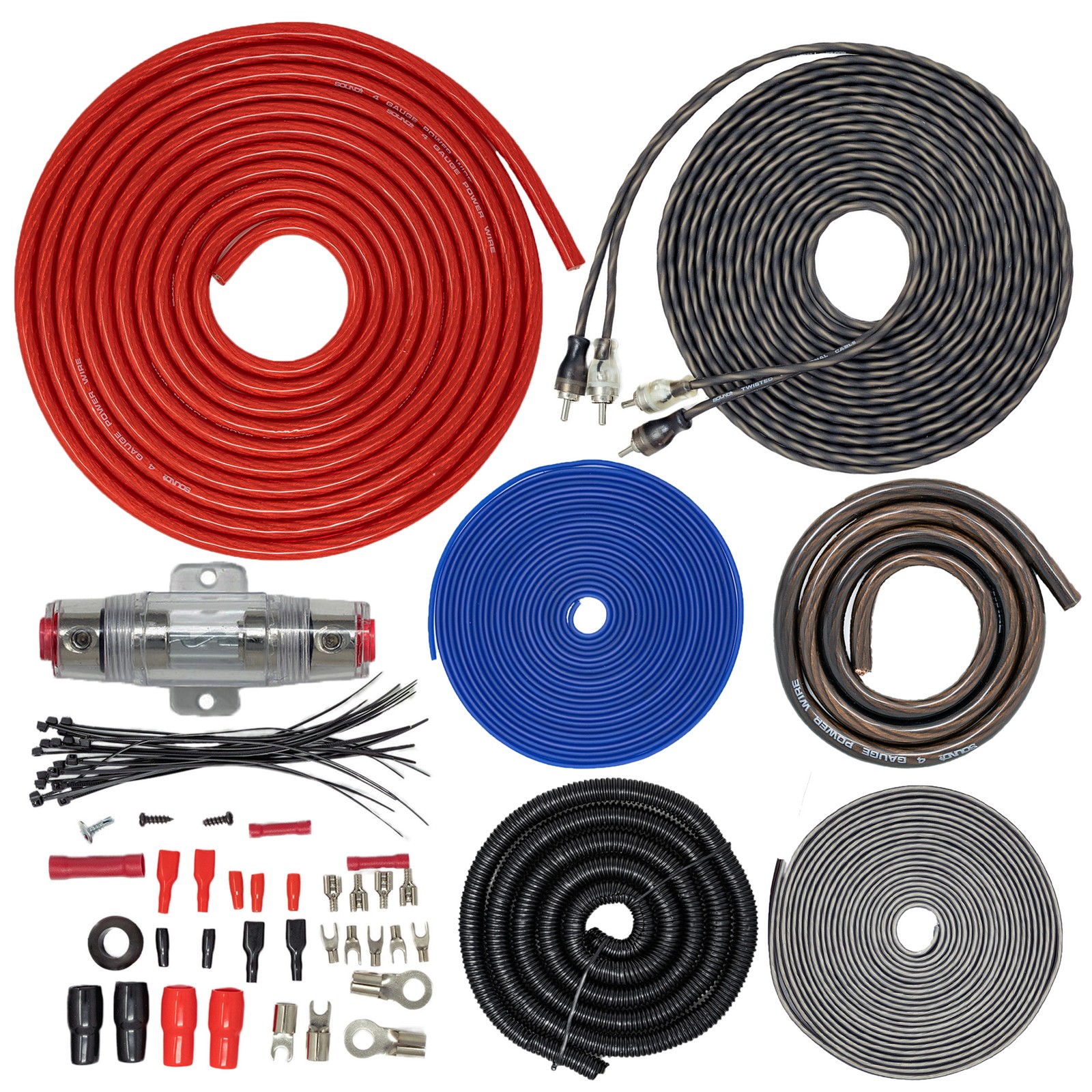SoundBox ECK4, 4 Gauge Complete Amplifier Install Wiring Amp Kit - 3500W