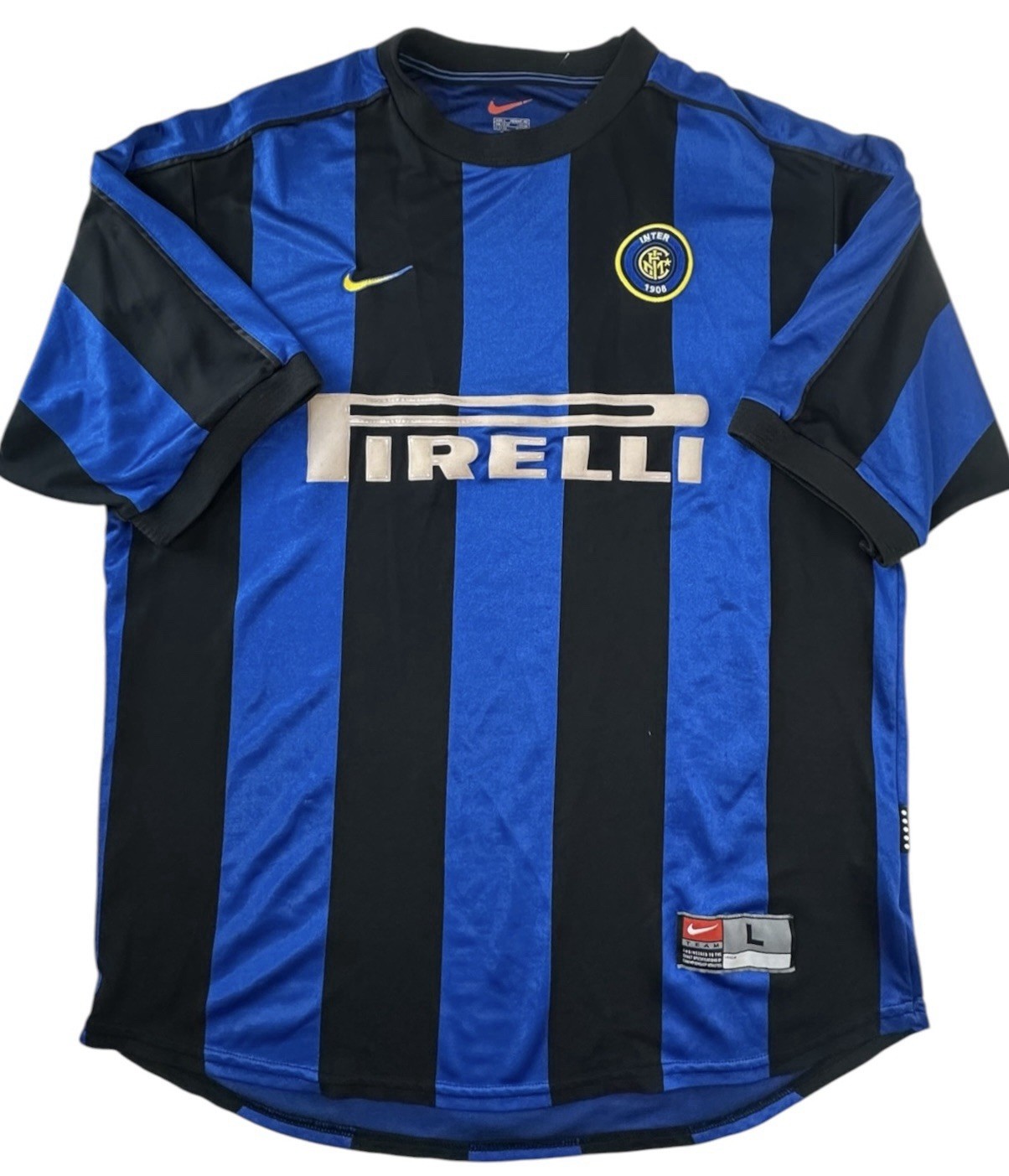 Nike Inter Milan Jersey Men’s Size L Blue Black Pirelli Soccer Football Vtg