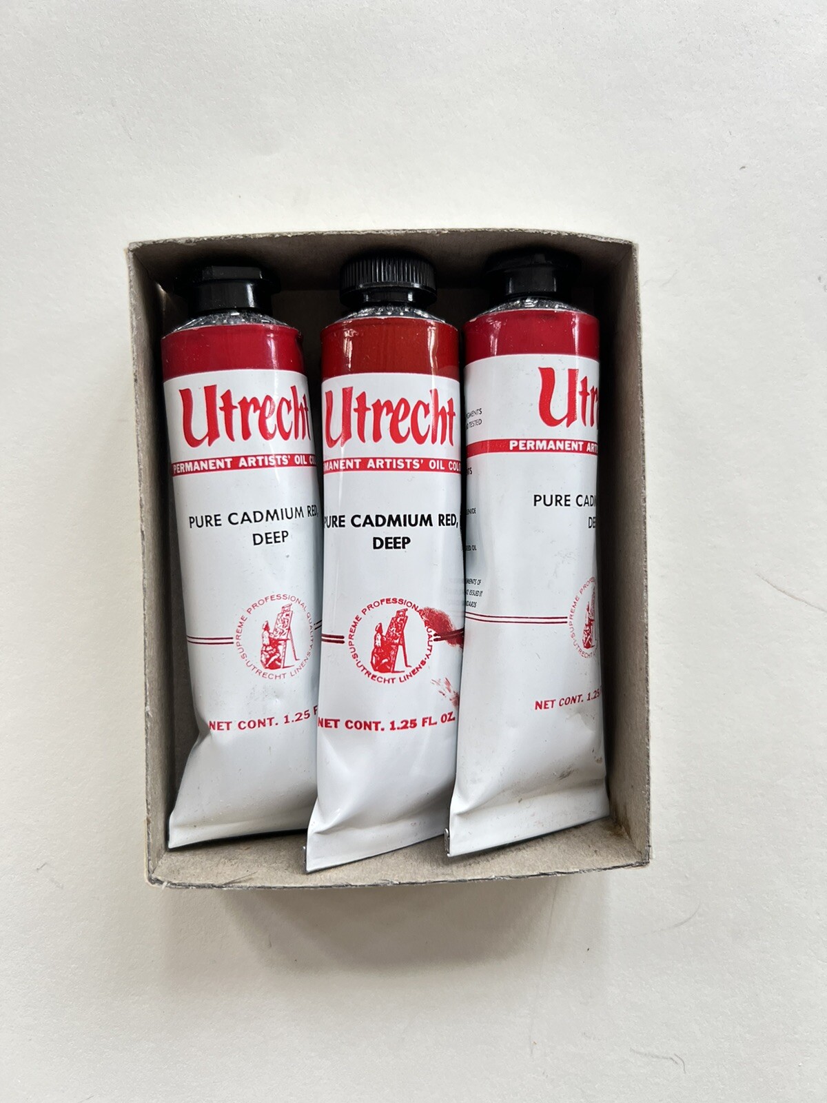 Vintage Utrecht Cadmium Red Deep Oil Paint. 3 Tubes. Original. See Video.