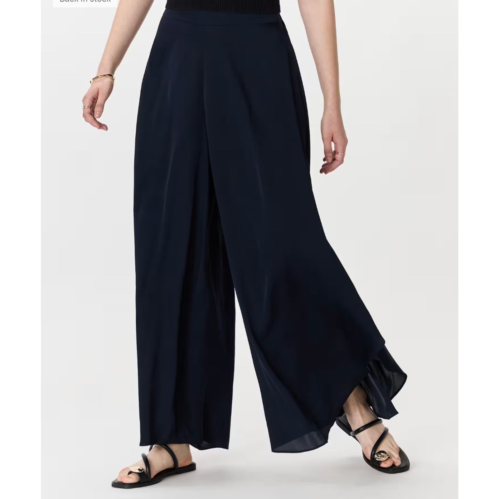 Quince Washable Stretch Silk Palazzo Pants / Navy / XL