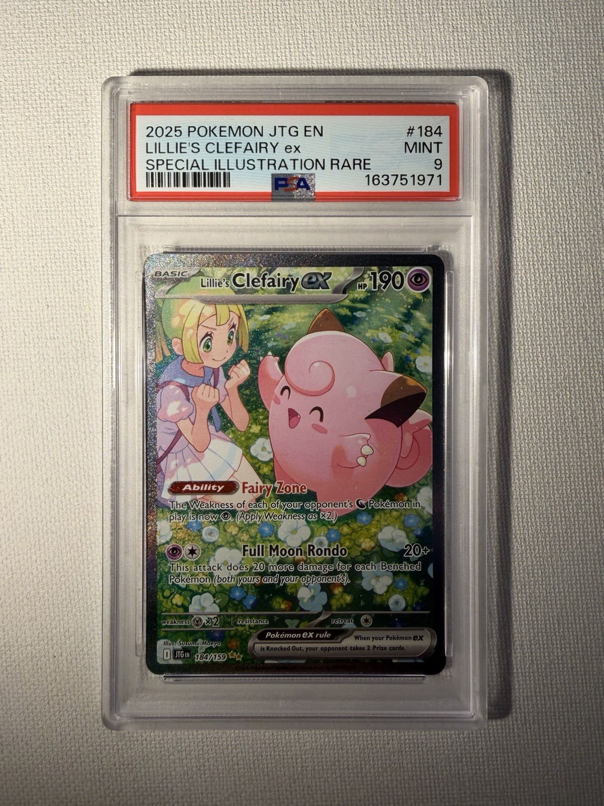 Pokemon Lillie\'s Clefairy ex 184/159 Sv09 Journey Together SIR Holo PSA 9