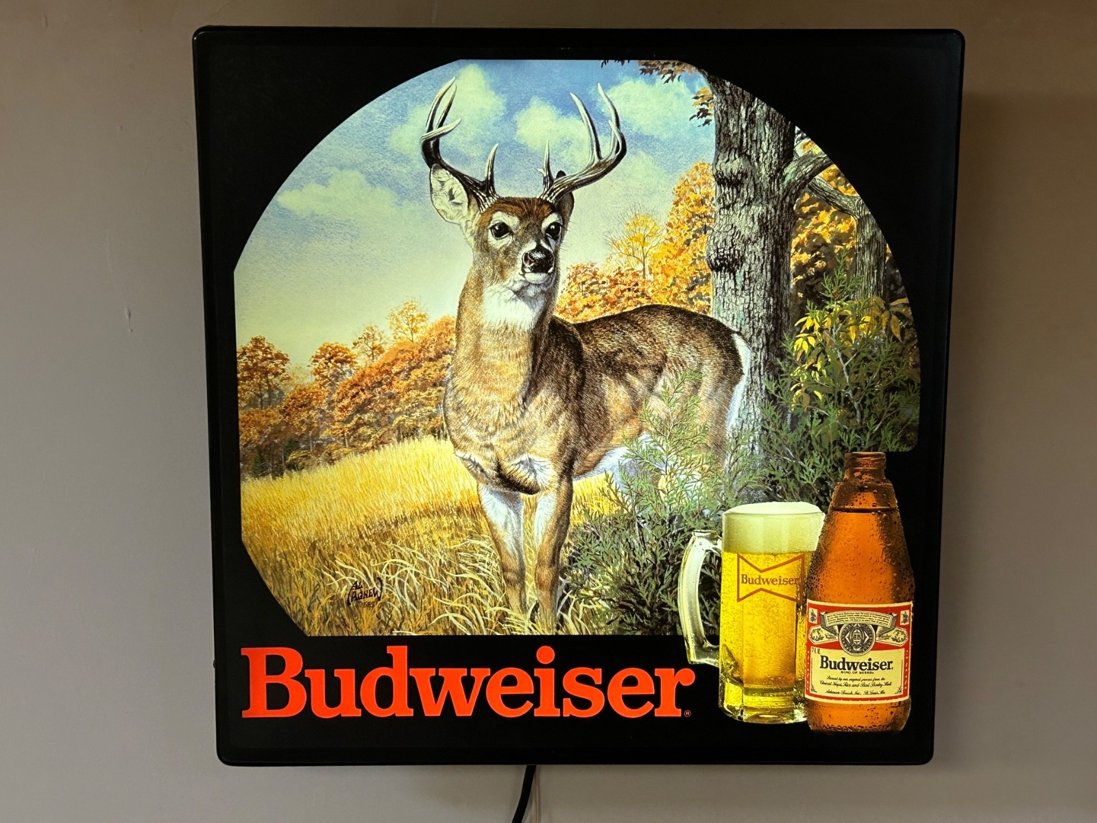 Vintage Budweiser Deer Lighted Beer  Sign 18\