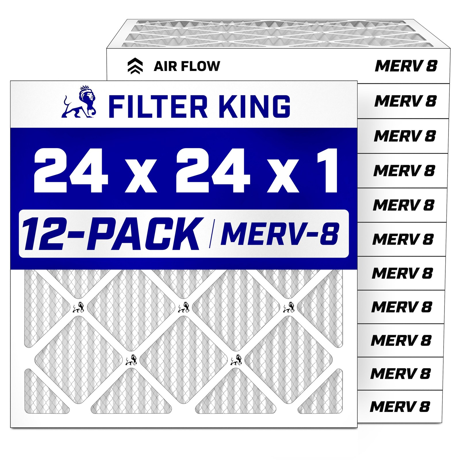 Filter King 24x24x1 Air Filter MERV 8, AC Furnace Filters (12-Pack) Filter King 24x24x1 Air Filter MERV 8, AC Furnace Filters (12-Pack)