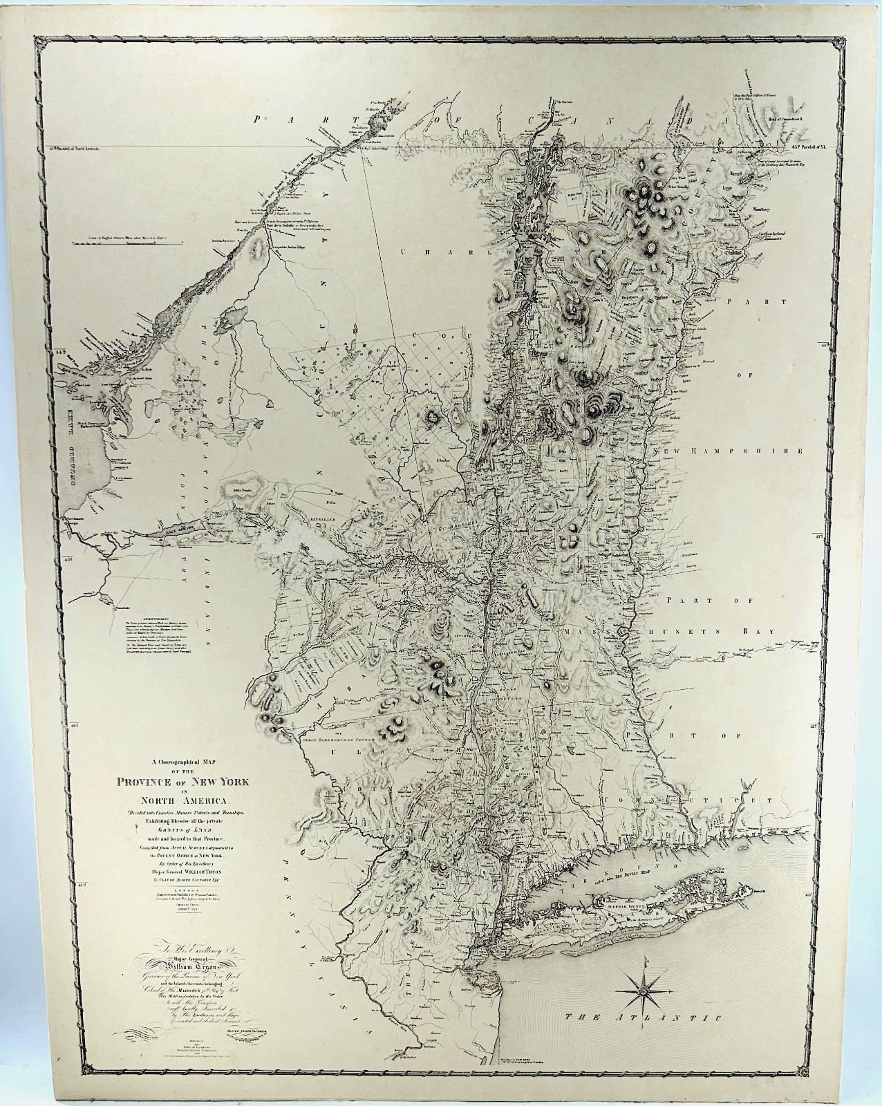 Vintage PROVINCE OF NY 1849 Map - 1971 Reproduction - Town of La Grange