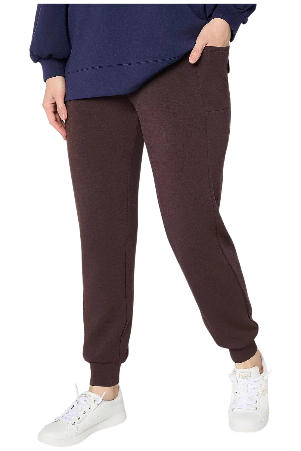 Belle by Kim Gravel Women's ScubaLuxe Phone Pocket Joggers Choco Plum Belle by Kim Gravel Women's ScubaLuxe Phone Pocket Joggers Choco Plum