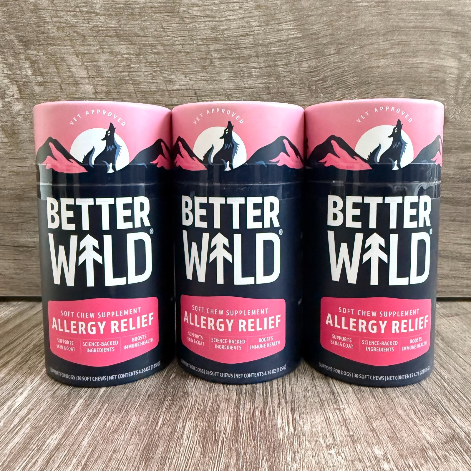 3x Pack Better Wild Dog Allergy Relief Soft Chews Skin Itching Scratching 30ct 3x Pack Better Wild Dog Allergy Relief Soft Chews Skin Itching Scratching 30ct