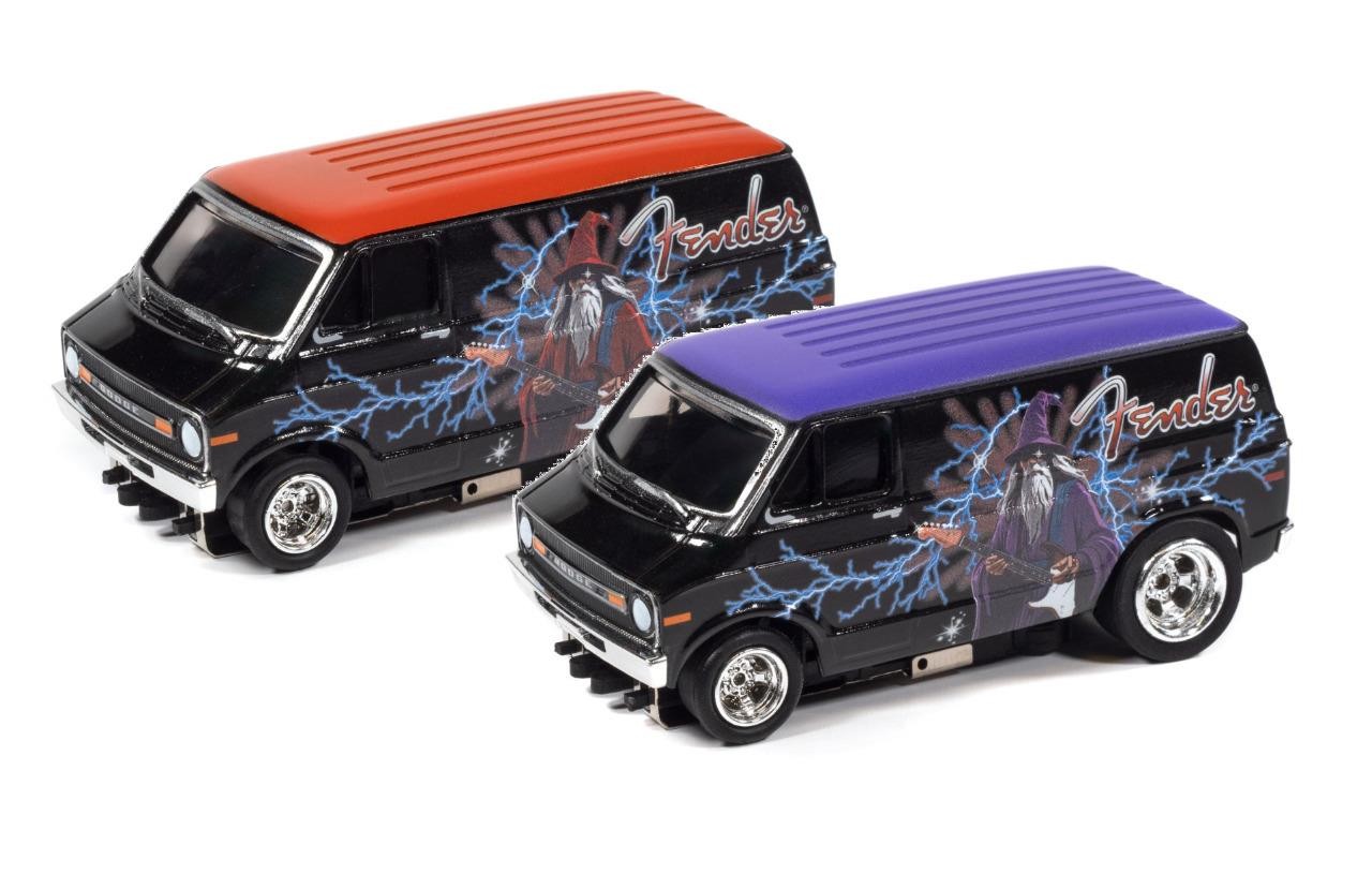 Auto World SC426-2 4Gear 1977 Dodge Van Fender HO Scale Slot Cars - Both Vans
