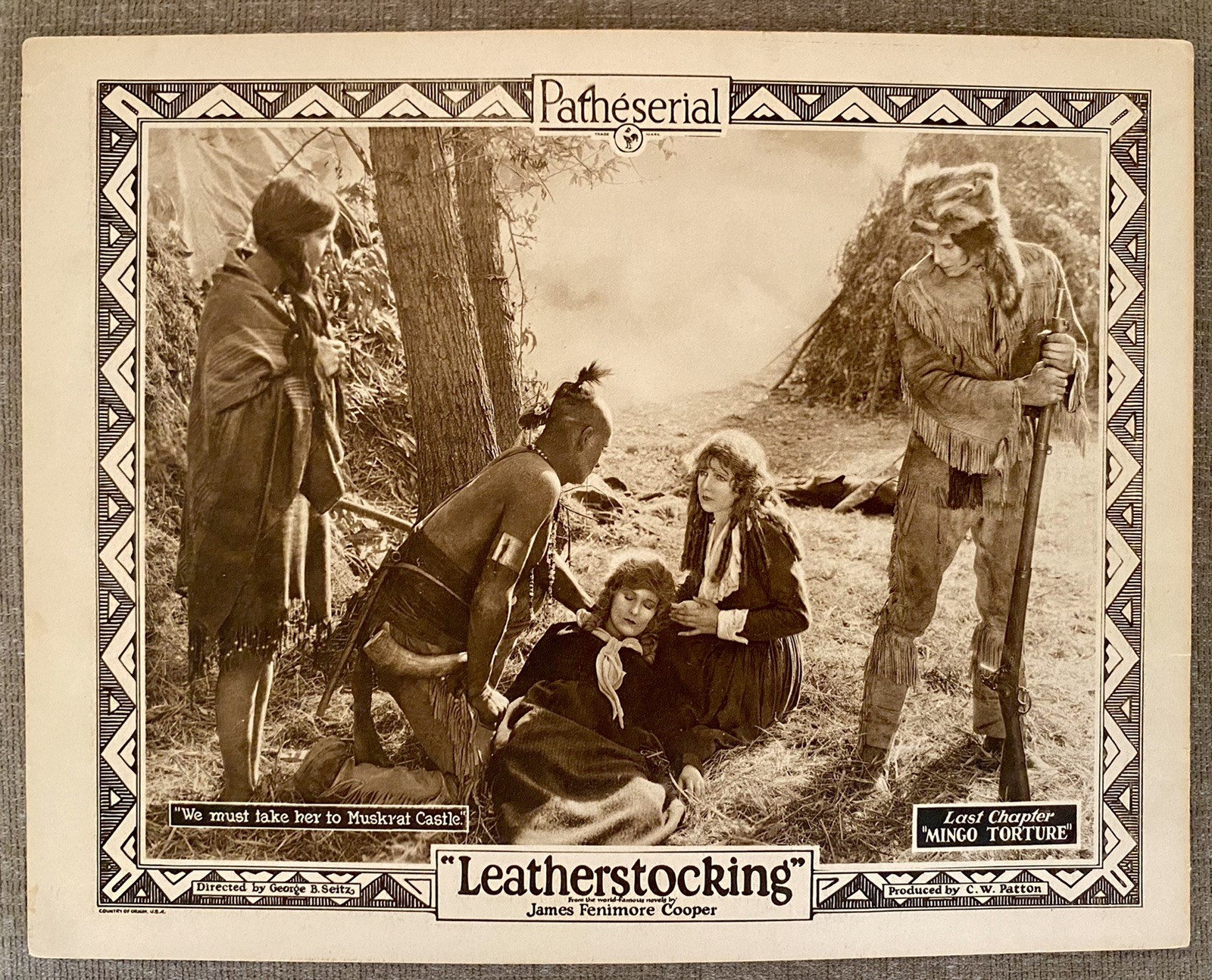 LEATHERSTOCKING 1924 11X14 SILENT FILM MOVIE LOBBY CARD ANTIQUE ORIGINAL RARE