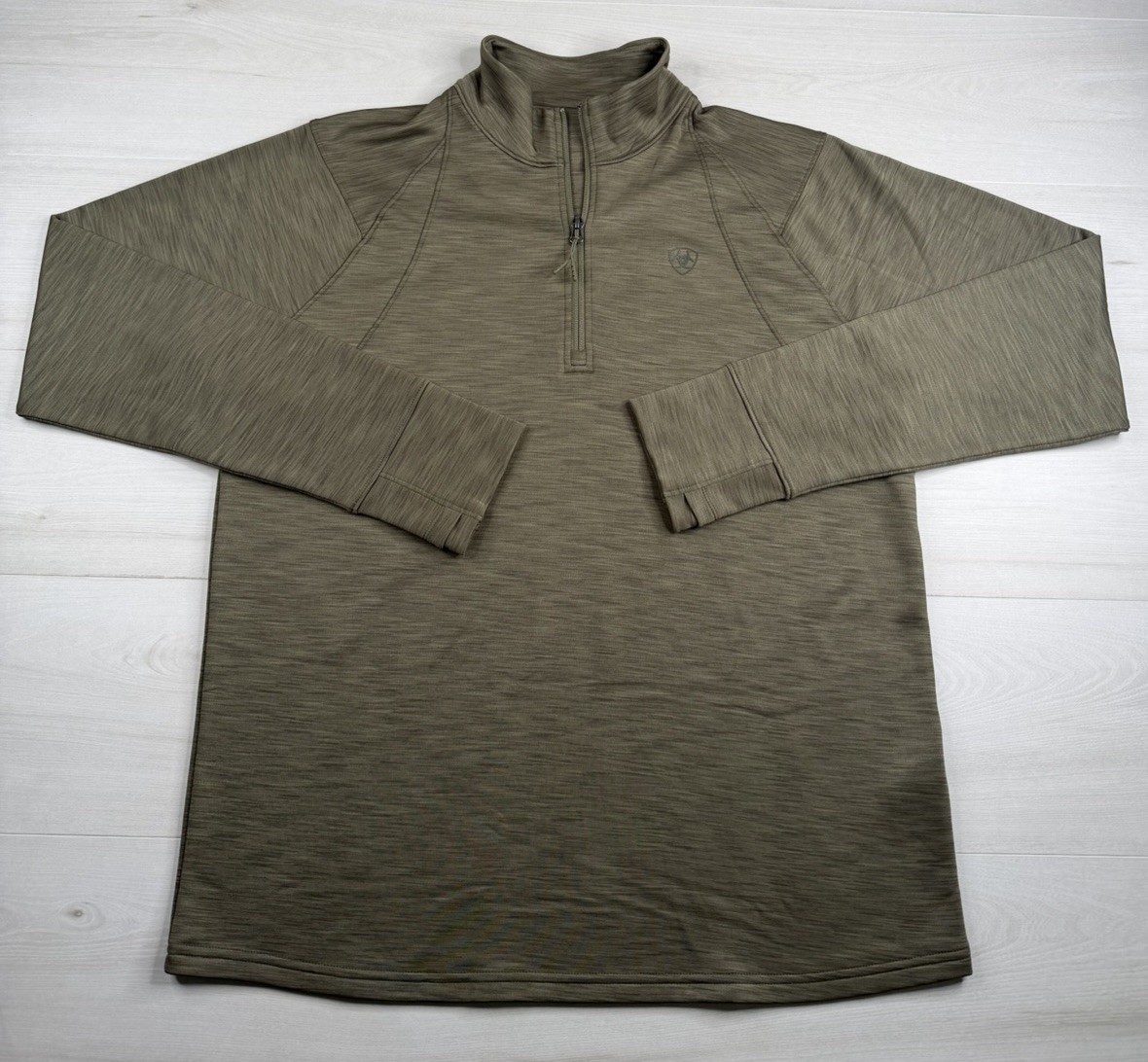 Ariat TEK Team EQ 1/2 Zip Pullover Army Green Performance Stretch Mens L NWOT