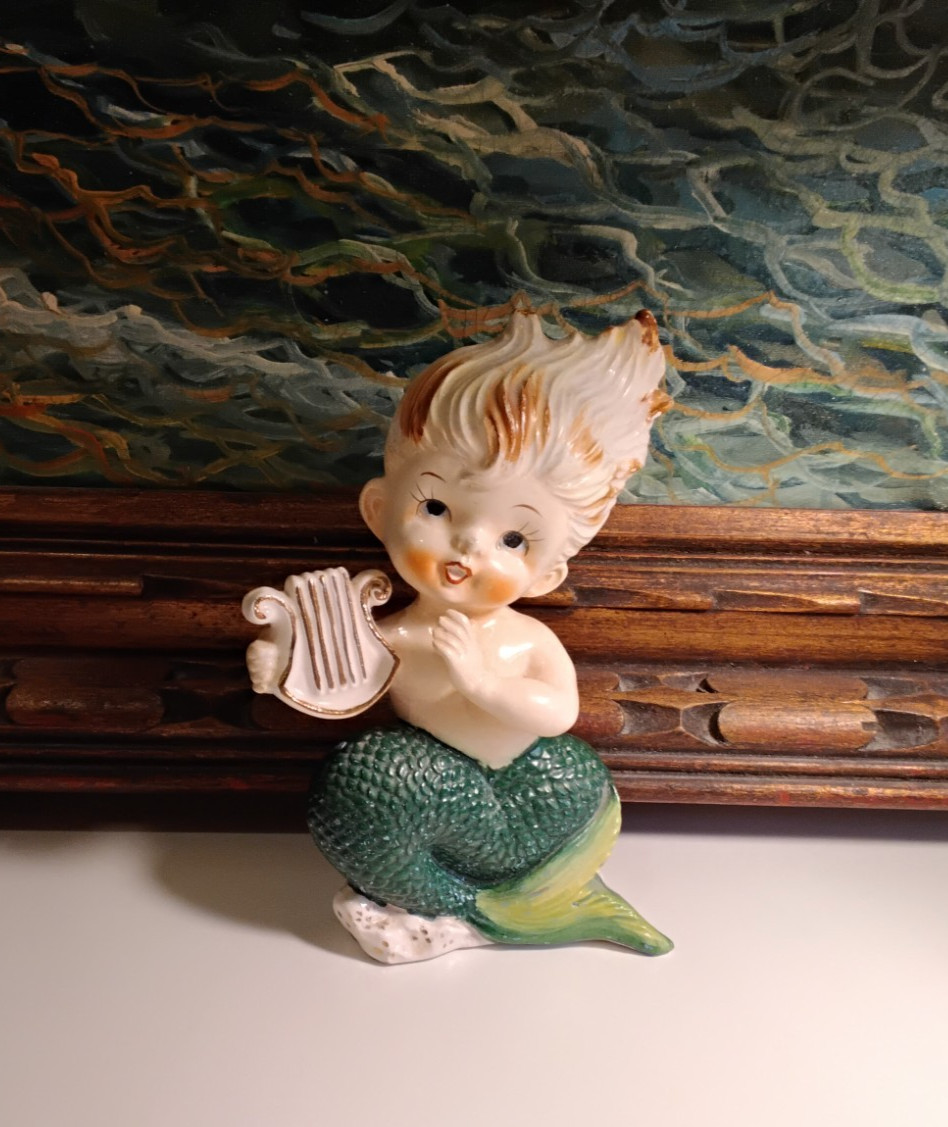 Vintage Bradley Mermaid with Harp Japan ceramic Vintage Bradley Mermaid with Harp Japan ceramic