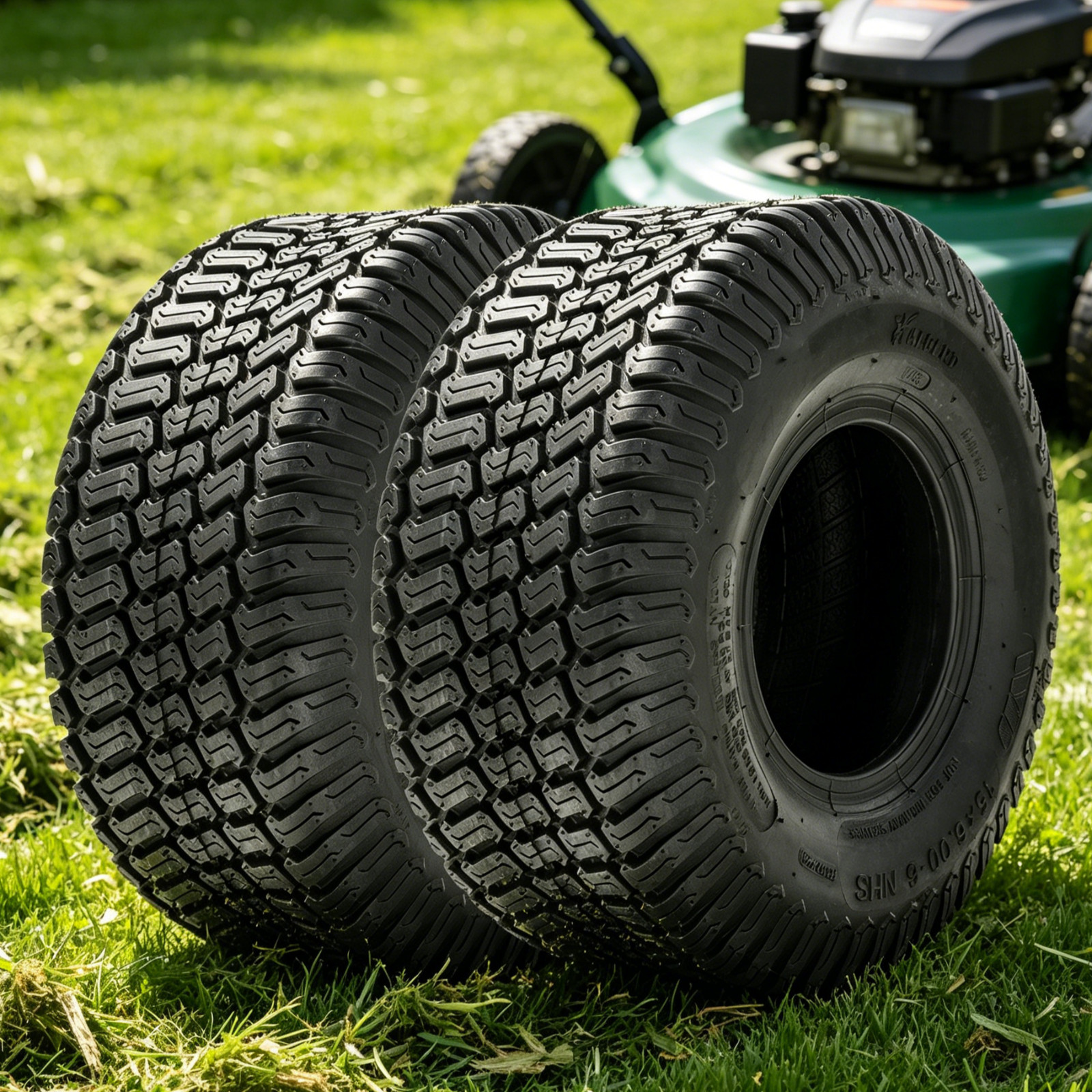 2X 15x6.00-6 Lawn Mower Tires 4PR 15x6x6 Tubeless 15X6-6 Tractor Turf Heavy Duty