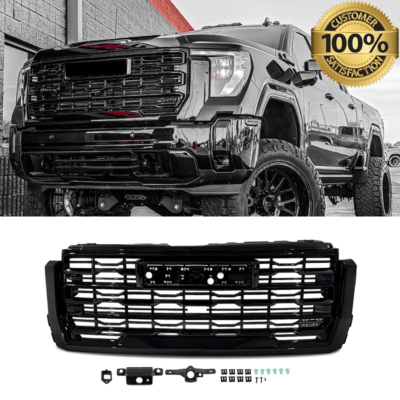 For 2024 2025 2026 GMC Sierra 2500 HD 3500HD AT4 Front Bumper Grille Gloss Black