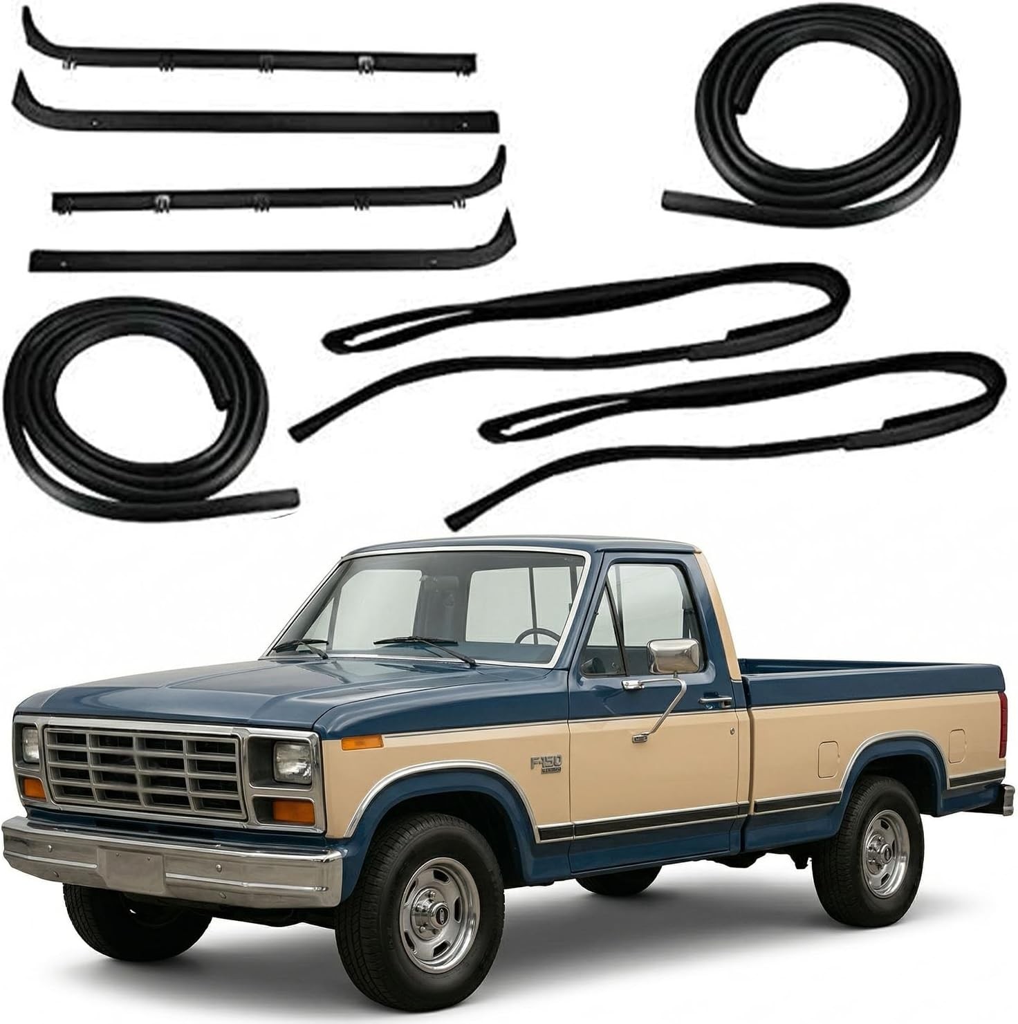 Door & Window Run Channel Sweep Felt Front Seal Kit for 80-86 Ford Pickup Truck