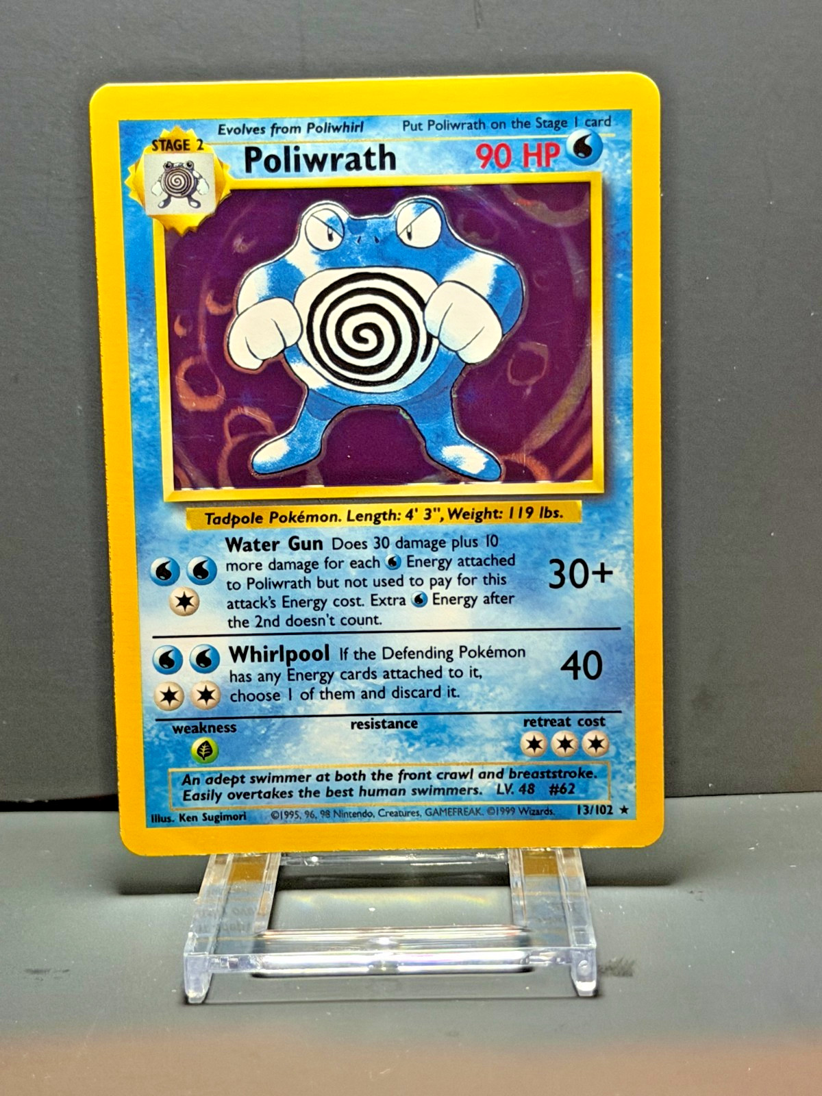 Poliwrath 13/102 1999 Pokemon Base Set Unlimited Holo Rare WOTC Vintage LP