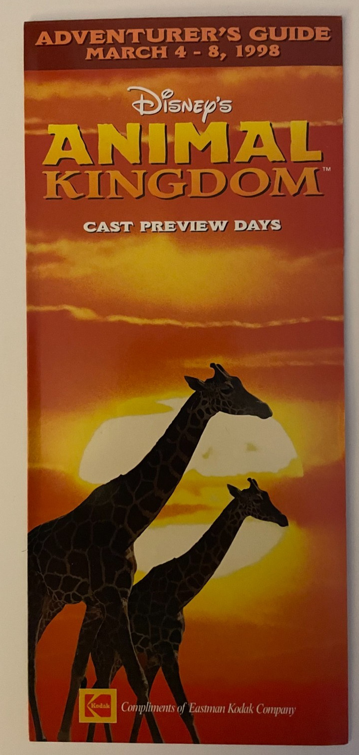 Disney's Animal Kingdom Cast Preview Days Adventurer's Guide - March 1998 Disney's Animal Kingdom Cast Preview Days Adventurer's Guide - March 1998
