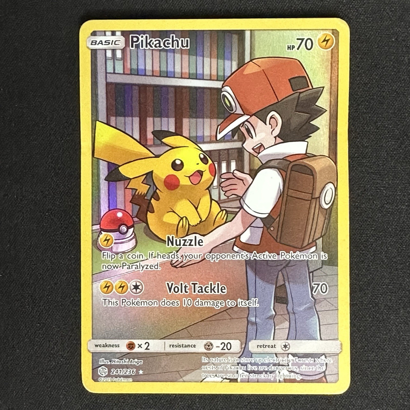 PIKACHU Cosmic Eclipse Secret Rare Full Art Pokemon Card 241/236 HP Heavy Played PIKACHU Cosmic Eclipse Secret Rare Full Art Pokemon Card 241/236 HP Heavy Played