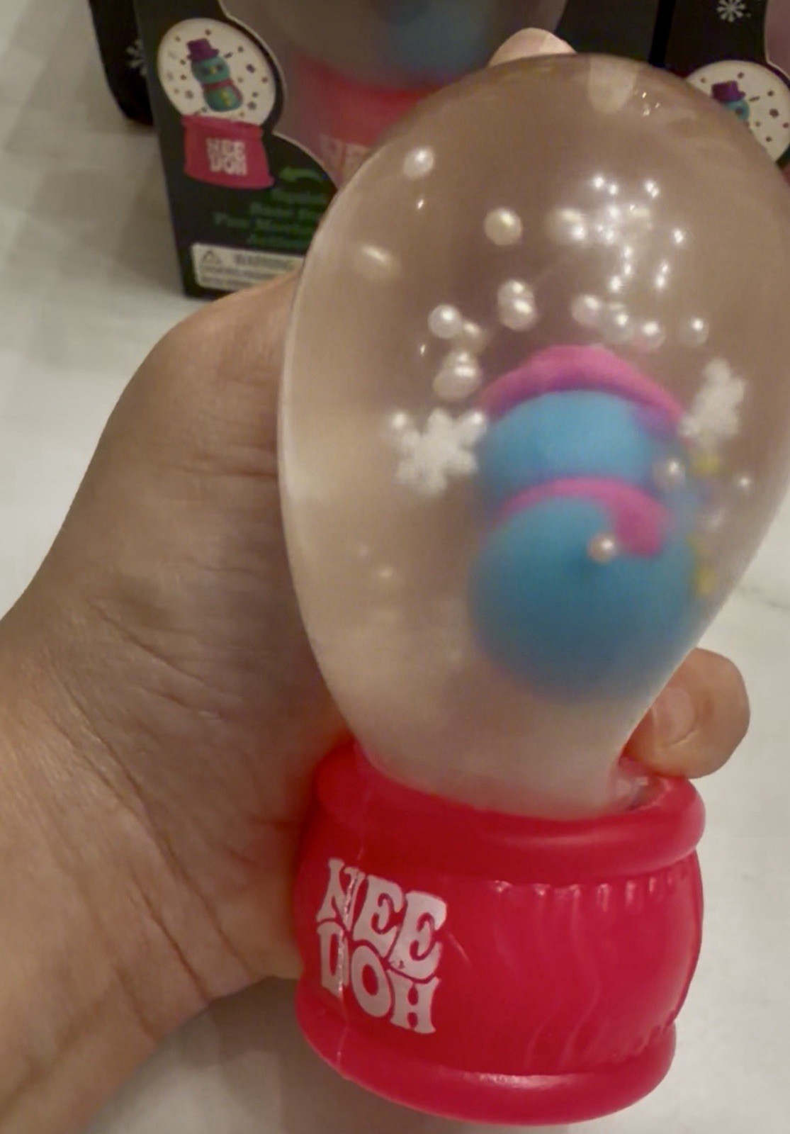 2026 NeeDoh Schylling SnowGlobe- Pink with Snowman