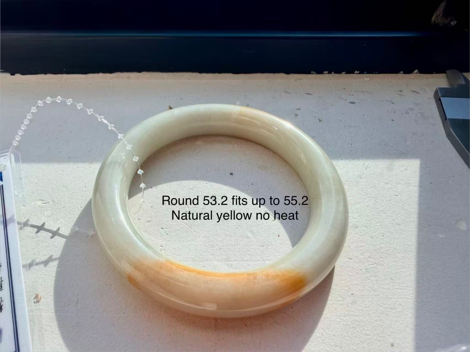 jadeite Burma Bangle 53.2 yellow white Type A Burmese jade no heat