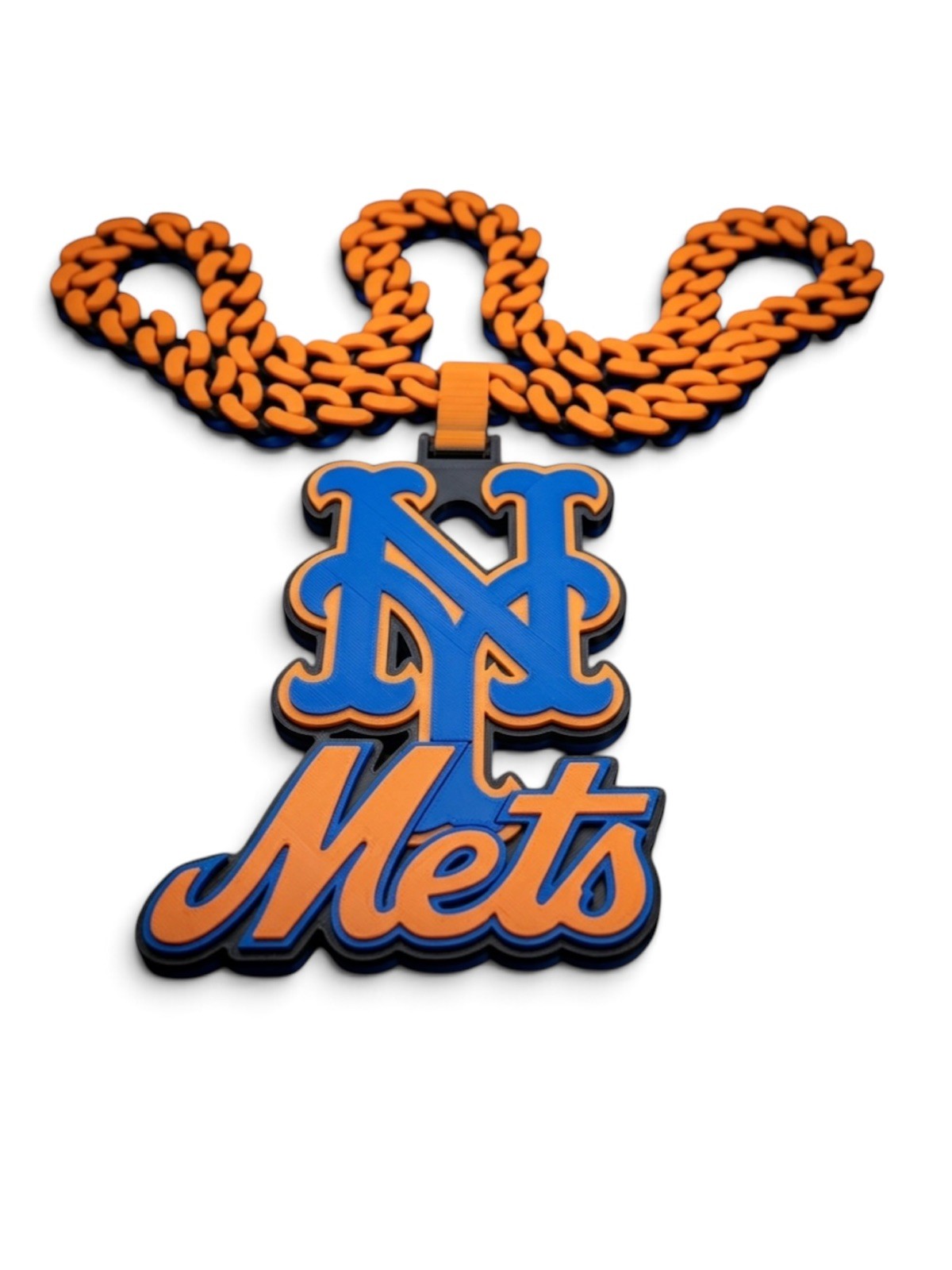 MLB New York Mets Hype Chain Necklace ,New Style, Cuban Link Style 