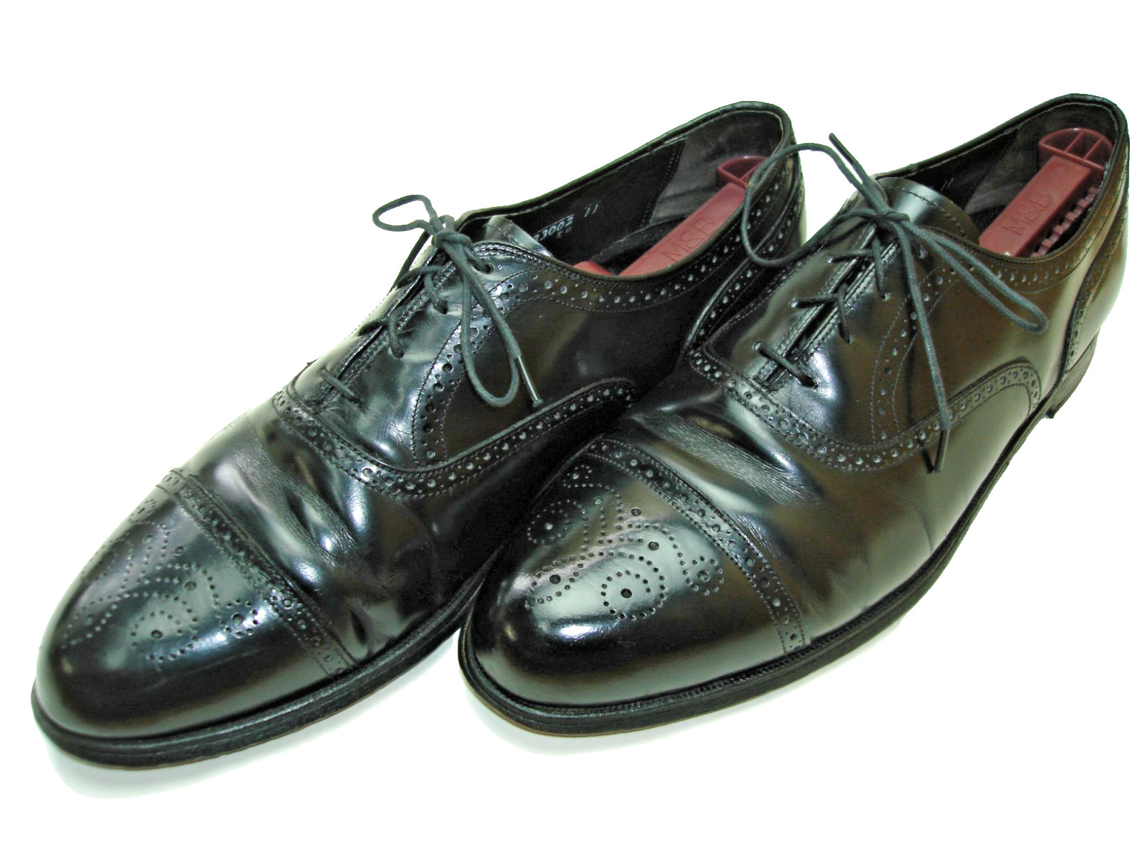 Men\'s 11 D FLORSHEIM Black Leather Cap Toe Brogue Oxford VINTAGE Dress Shoes