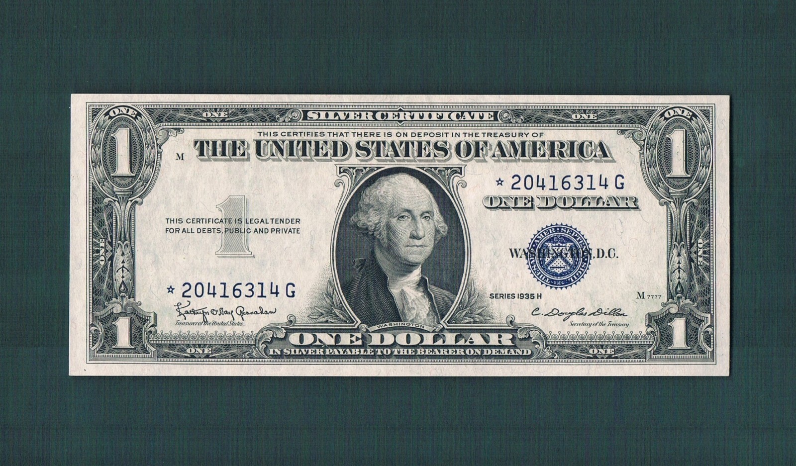 $1.00 1935H Fr#1618 Silver Certificate(STAR-*G)~Choicecu w/Nice Centering&EPQ