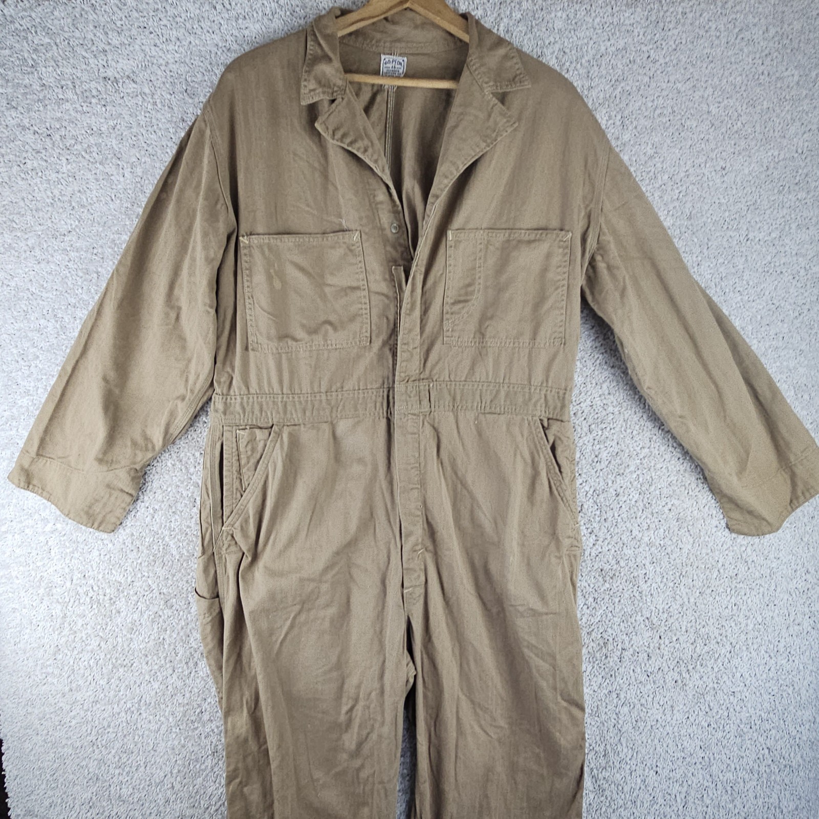 Vintage 40s 50s GO-PFOR Johnson Coveralls Sz 46 Talon Zipper Herringbone Twill Vintage 40s 50s GO-PFOR Johnson Coveralls Sz 46 Talon Zipper Herringbone Twill