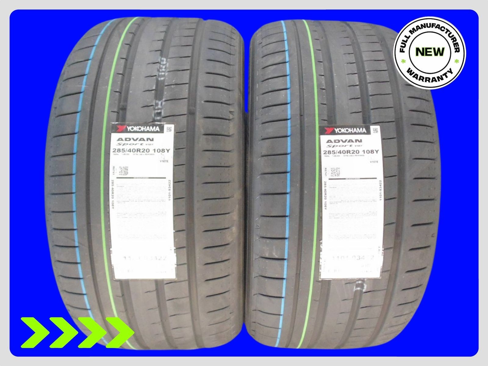 2 Brand New 285/40R20 Yokohama Advan Sport V107 Xl 108Y 2854020 BMW 2854020