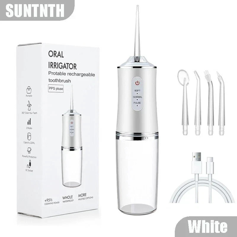 Cordless Rechargeable Water Dental Flosser Oral Irrigator with 3 Modes & 4 Tips