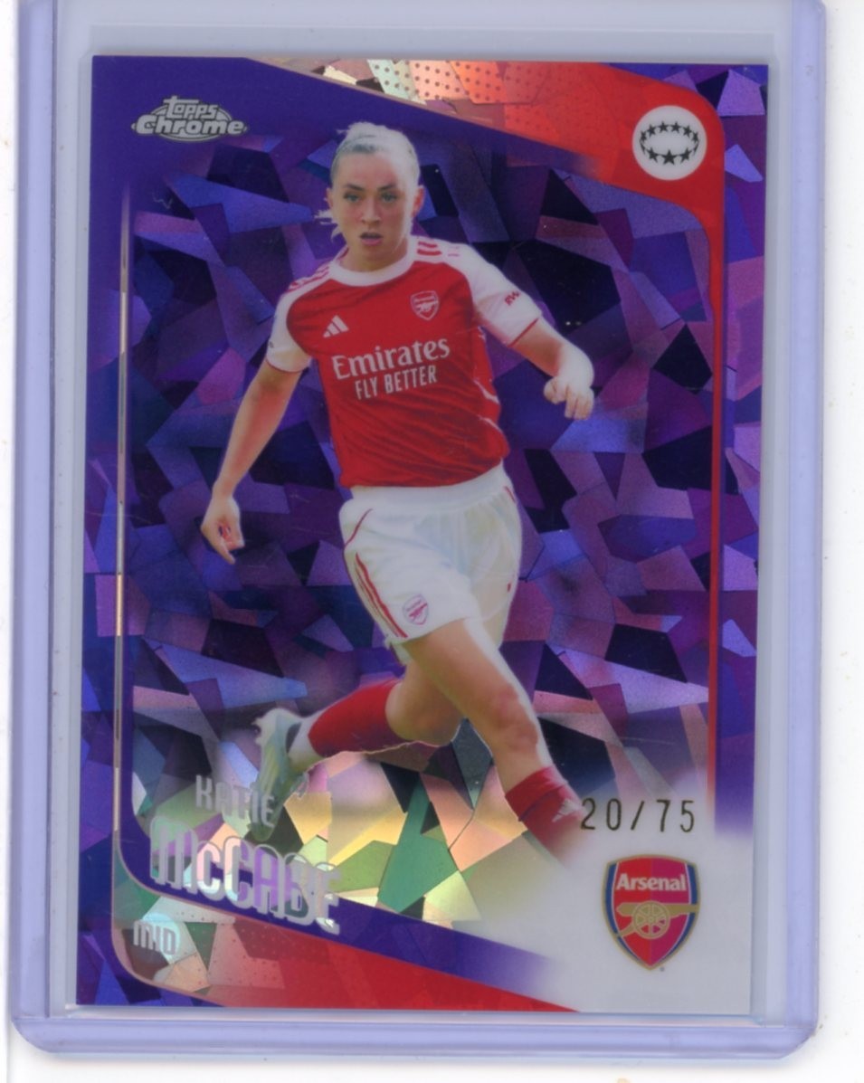 2025-26 TOPPS CHROME UEFA WOMEN'S UWCL SAPPHIRE PURPLE KATIE MCCABE 20/75