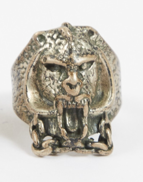 Vintage Lion Metal Goth Ring Silver Tone Sz 10